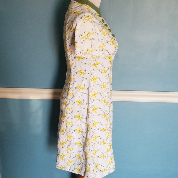 Vintage 1960's White Embroidered Dress S - Picture 3 of 6